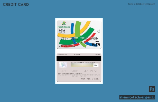 Vorschau einer Beispielkarte der Barbados First Citizens Bank Visa.